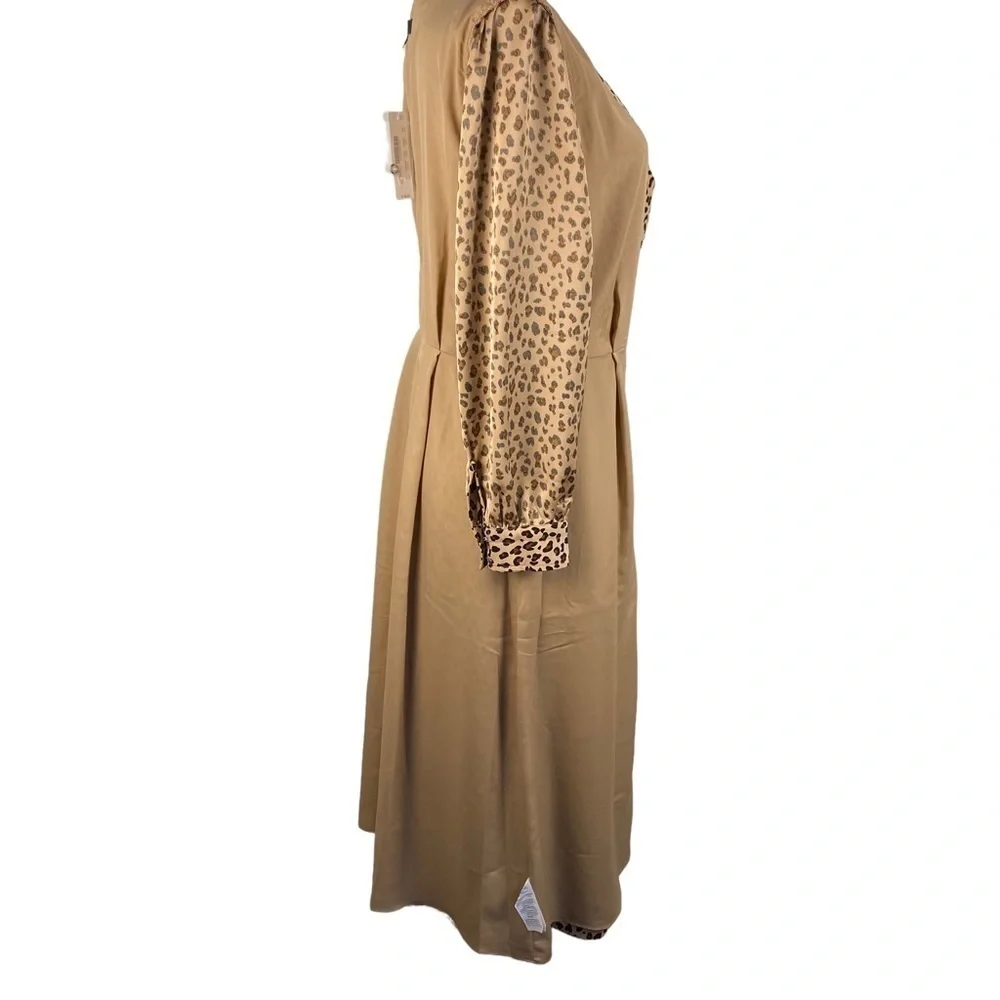 J Crew Button Down A Line Midi Dress in Leopard Print - Picture 7 of 11